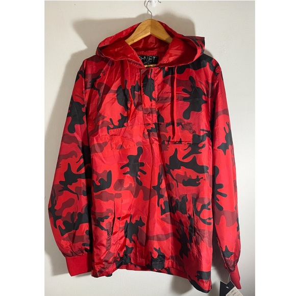 Red Camo Windbreaker Anorak - Picture 1 of 2